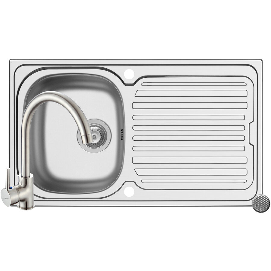 Set Chiuveta Aurora 1B1D LN si Baterie Bello Crom