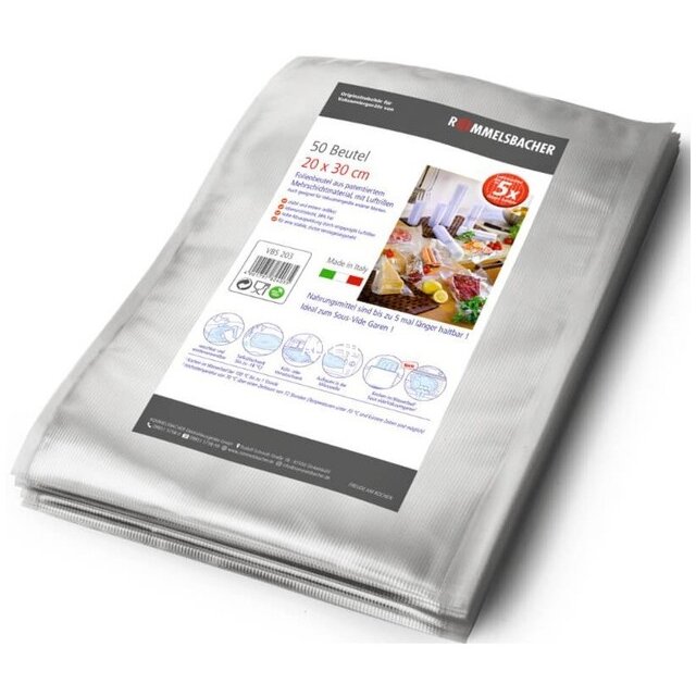 vacuum bag 20cm x 30cm, vacuuming films (transparent, 50 pieces)