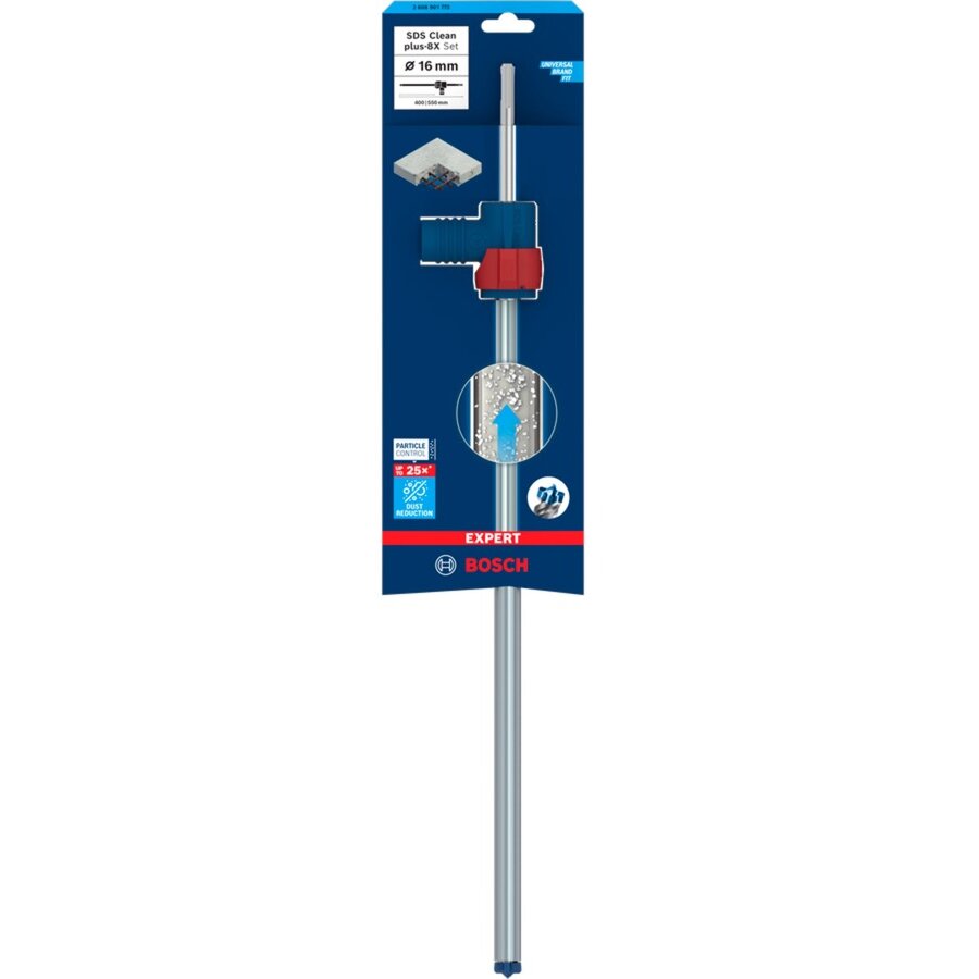 Bosch Expert hammer drill SDS Clean plus-8X set, 16mm (working length 400mm, suction drill incl. suction connection)