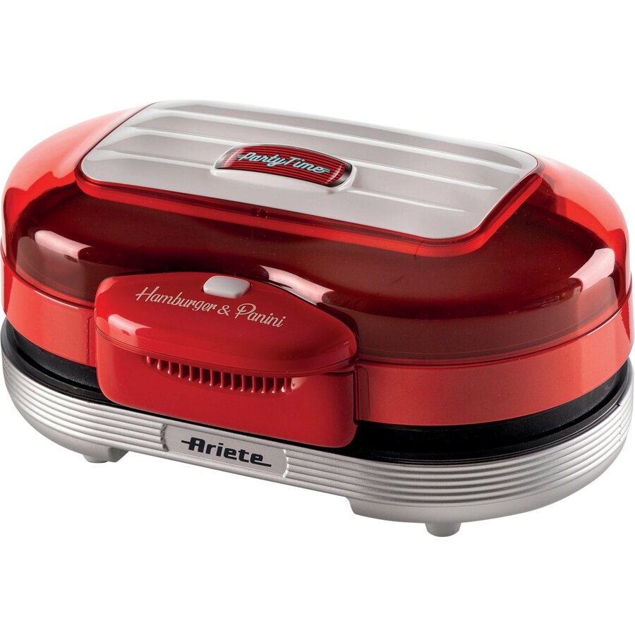 Gratar electric Hamburger Grill Party Time Electric Grill Plate (Red/White 1200 Watt 50s Style)