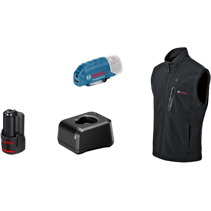 Bosch Heat+Jacket GHV 12+18V kit size XL, work clothing (black, incl. charger GAL 12V-20 Professional, 1x battery GBA 12V 2.0Ah)