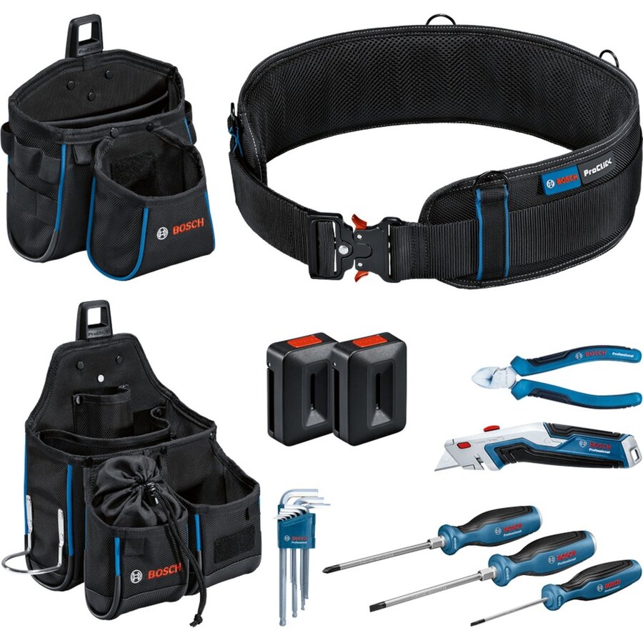 Bosch tool belt and hand tool set Professional (black, ProClick system, including 14-piece tool set)