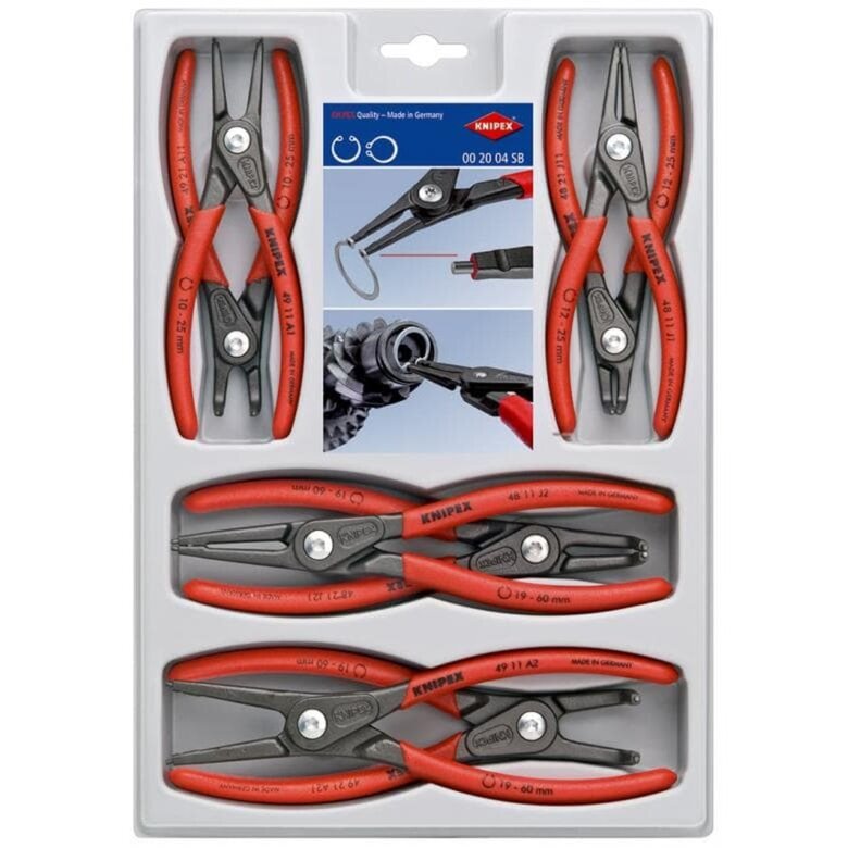 precision circlip pliers set 00 20 04 SB (red, 8 pieces)