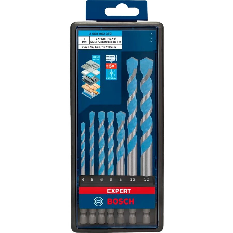 Bosch Expert HEX-9 MultiConstruction drill bit set, 7 pieces ( 4 / 5 / 6 / 8 / 10 / 12mm)