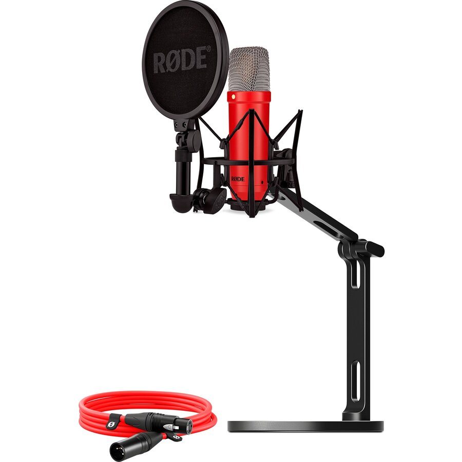 Rode Microphones NT1 Signature +XLR cable+Desktop Studio Arm, microphone (red, bundle)