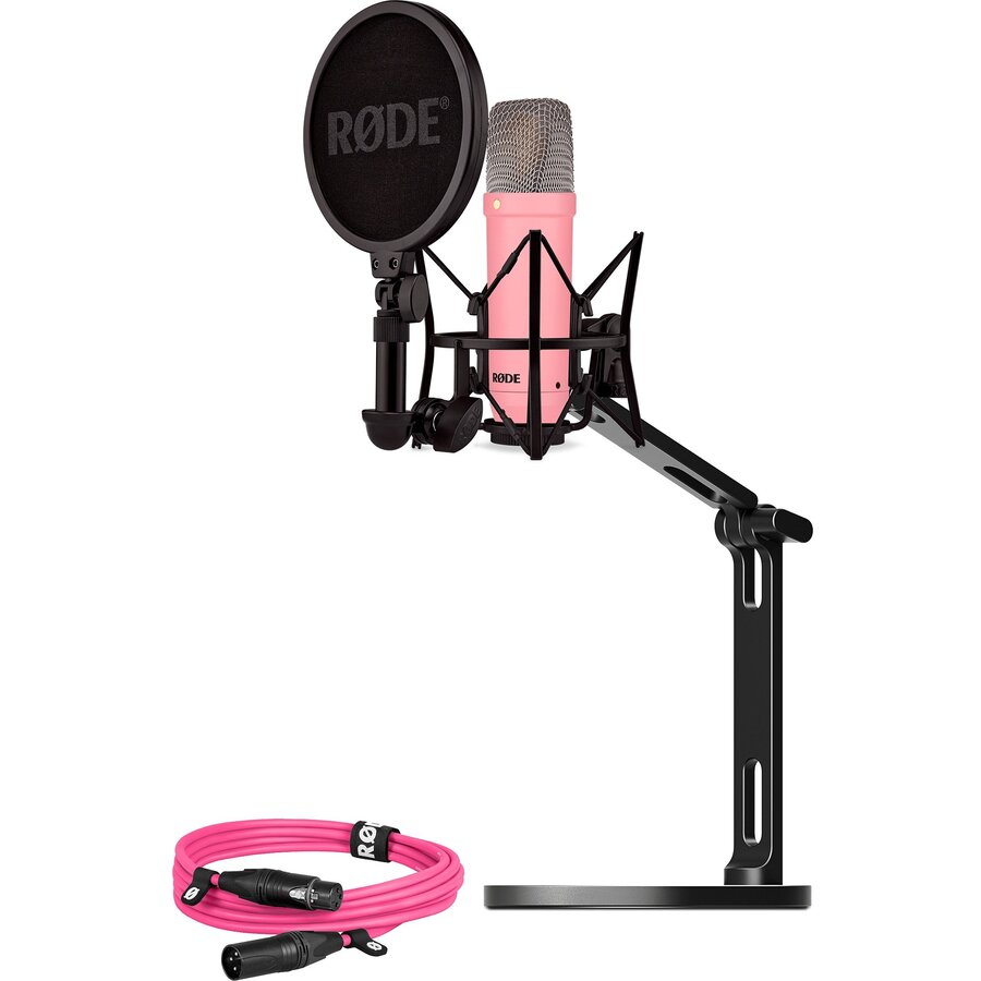 Rode Microphones NT1 Signature +XLR cable+Desktop Studio Arm, microphone (pink, bundle)