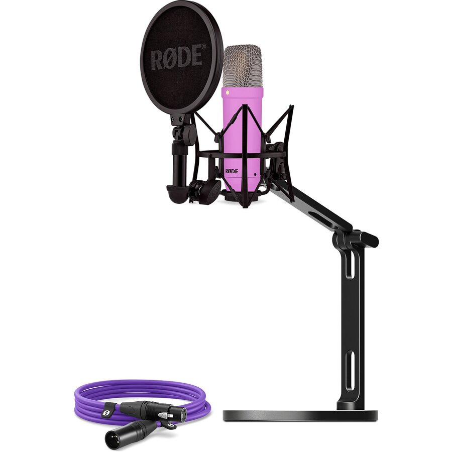 Rode Microphones NT1 Signature +XLR cable+Desktop Studio Arm, microphone (purple, bundle)