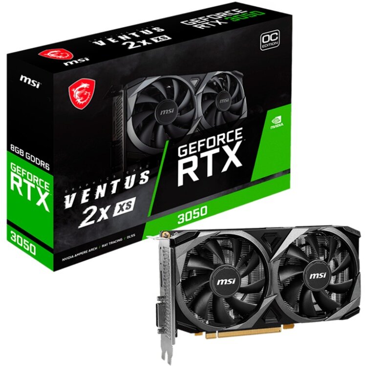 Placa video GeForce RTX 3050 Ventus 2X XS WHITE 8G OC (1x DisplayPort, 1x HDMI 2.1, 1x DVI-D)