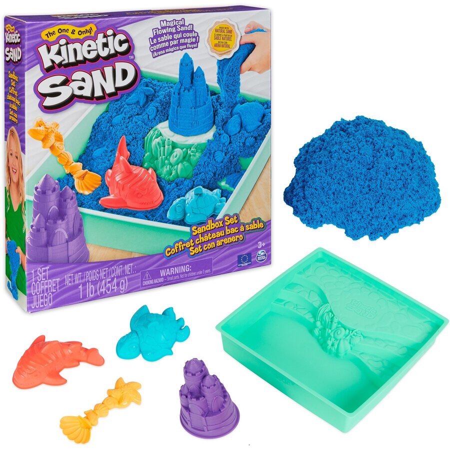 Spin Master Kinetic Sand - Sandbox Set blue, play sand (454 grams of sand)
