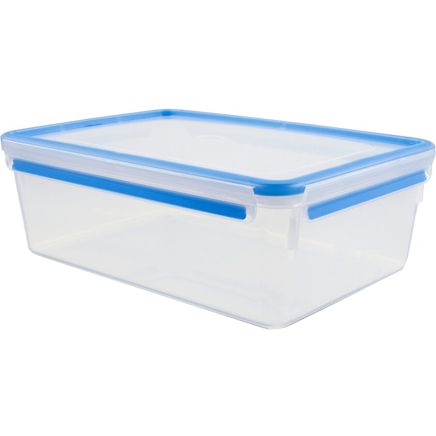 CLIP & CLOSE food storage container 5.4 liters (transparent/blue, rectangular, maxi format)