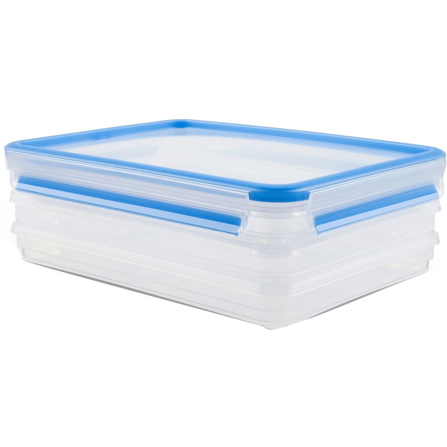 CLIP & CLOSE cold cuts box system 1.0 liter, 4-piece, can (transparent/blue, rectangular)