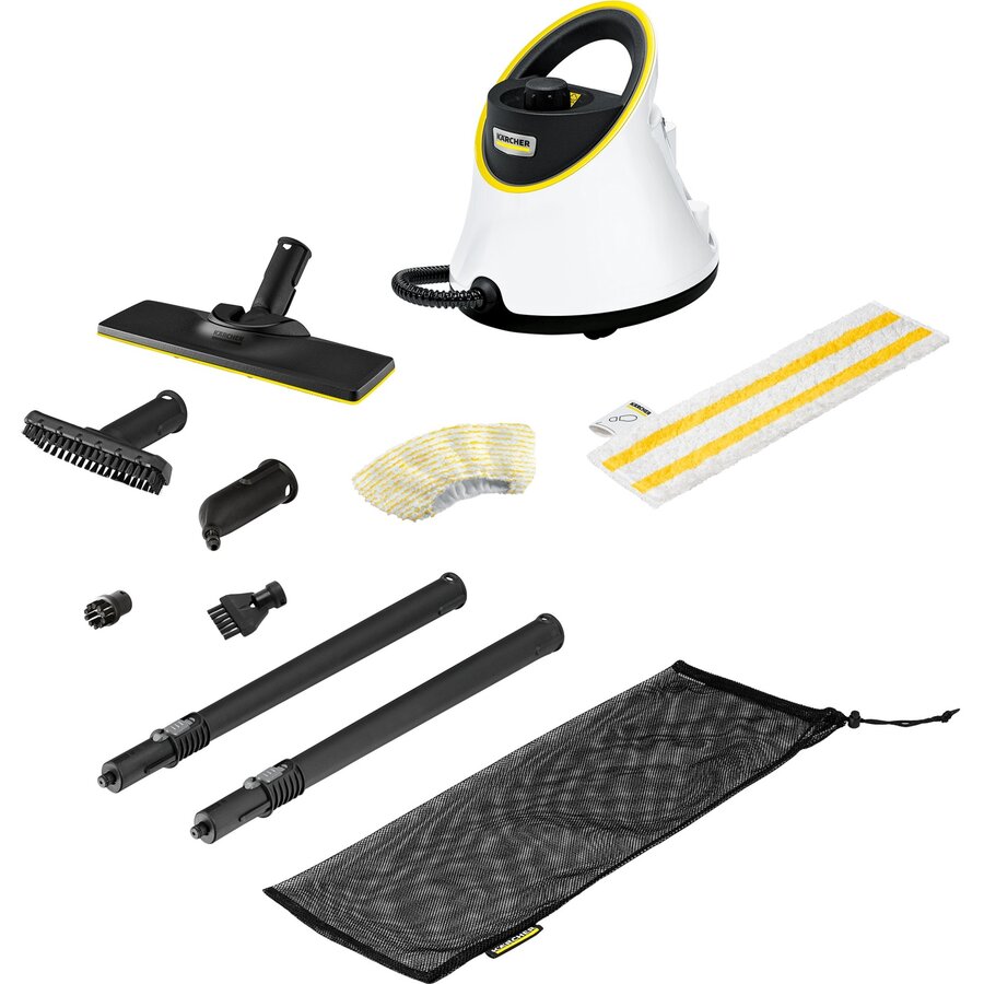 steam cleaner SC 2 Deluxe EasyFix (white/black, 1,500 watts, with EasyFix floor cleaning set)