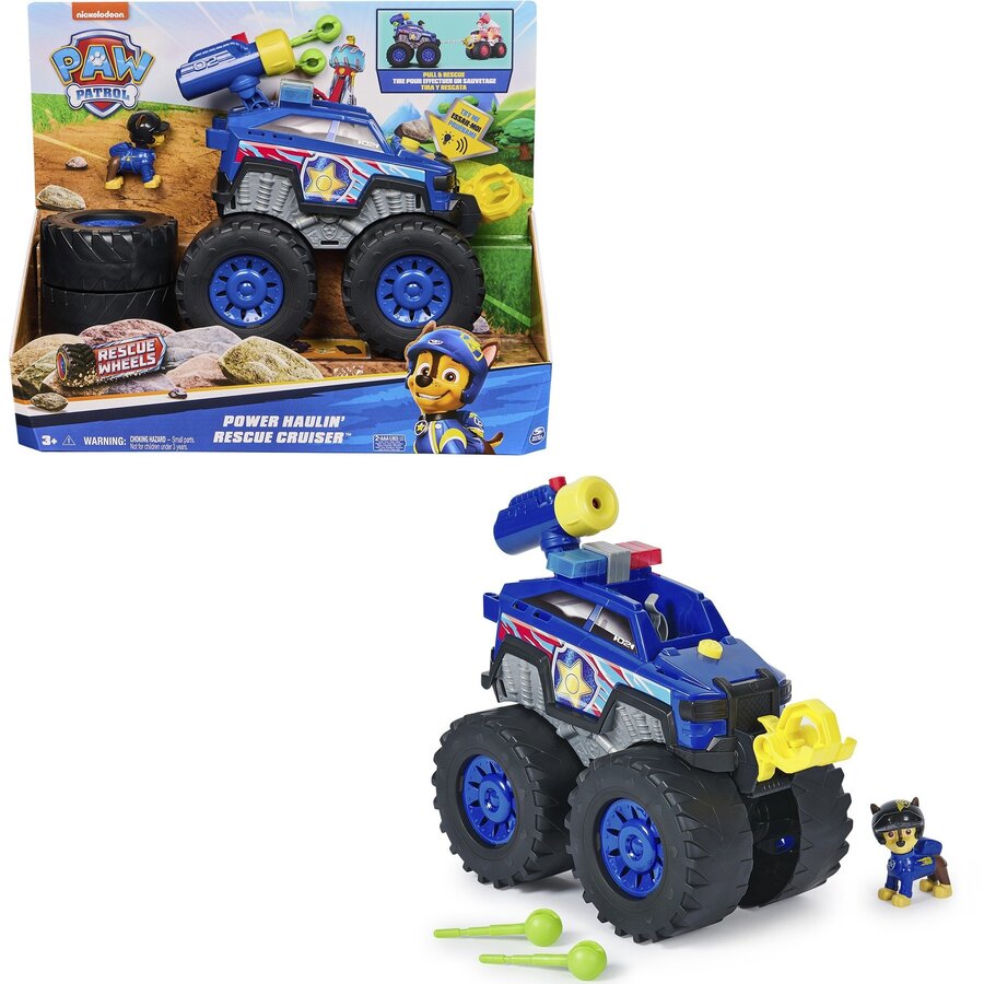 Spin Master Paw Patrol Rescue Wheels - Chase's Deluxe Monster Truck with Bullet Launcher, Motorized Cable Winch, Lights & Sounds, Toy Vehicle