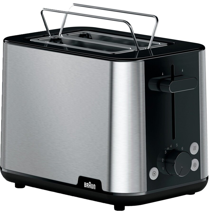 Braun Household Toaster PurShine HT 1510 BK (stainless steel/black, 900 watts, for 2 slices of toast)