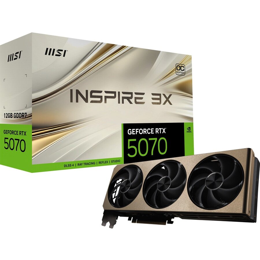 Placa Video GeForce RTX 5070 INSPIRE 3X OC 12GB GDDR7 192-bit DLSS 4.0