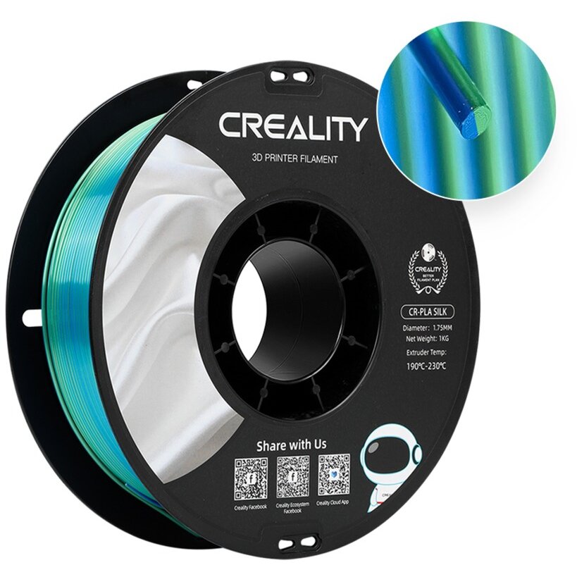Consumabil CR-Silk PLA Filament Blue/Green, 3D Filament (1 kg, 1.75 mm, on a roll)
