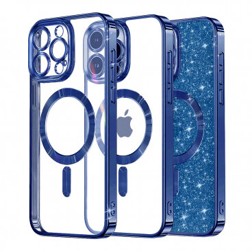 Husa Techsuit MagSafe Apple iPhone 13 Pro Luxury Glitter Albastru