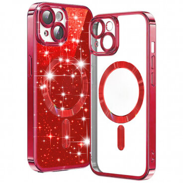 Husa Techsuit MagSafe Apple iPhone 15 Plus Luxury Glitter Roșu