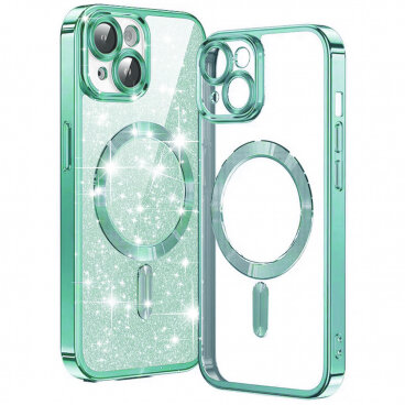 Husa Techsuit MagSafe Apple iPhone 15 Plus Luxury Glitter Verde Deschis