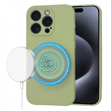 Husa Techsuit MagSafe Apple iPhone 15 Pro SoftFlex Verde Deschis