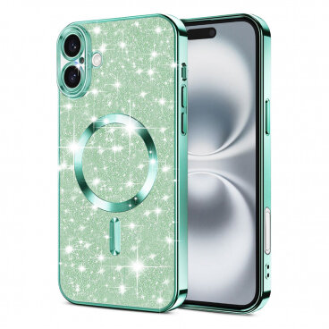 Husa Techsuit MagSafe Apple iPhone 16 Luxury Glitter Verde Deschis