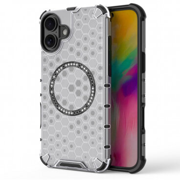Husa Techsuit MagSafe Apple iPhone 16 HoneyComb Shield Alb