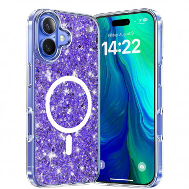 Husa Techsuit MagSafe Apple iPhone 16 Plus Sparkly Glitter Mov