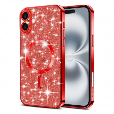 Husa Techsuit MagSafe Apple iPhone 16 Plus Luxury Glitter Roșu
