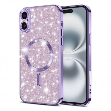 Husa Techsuit MagSafe Apple iPhone 16 Plus Luxury Glitter Mov Deschis