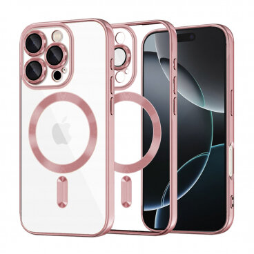 Husa Techsuit MagSafe Apple iPhone 16 Pro Luxury Crystal Roz