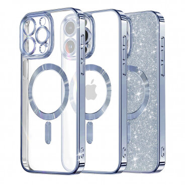 Husa Techsuit MagSafe Apple iPhone 16 Pro Luxury Glitter Albastru
