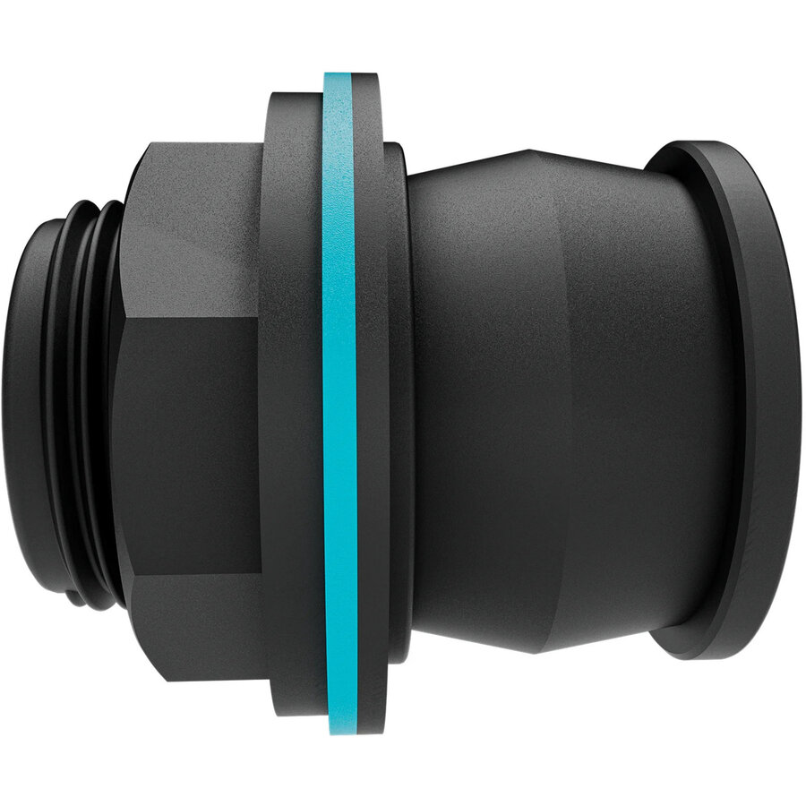 Tank Connector Push IN, G 1 and G 3/4 (black, for wall thicknesses of 2-10mm)