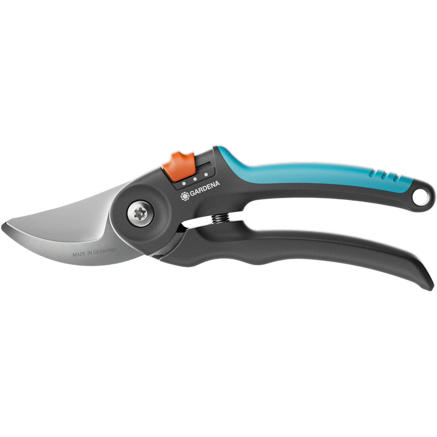 PremiumCut Flex Secateurs (grey/turquoise, bypass, 2 adjustable handle widths)