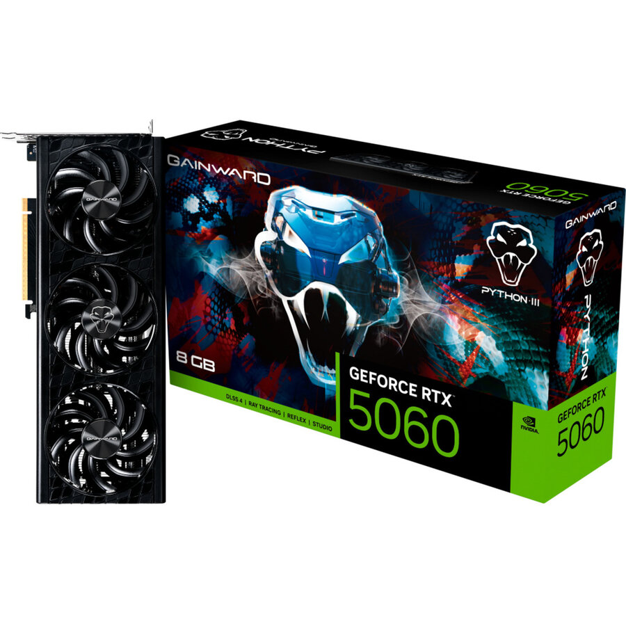 Placa video GeForce RTX 5060 Python III 8GB, graphics card DLSS 4, 3x DisplayPort, 1x HDMI 2.1