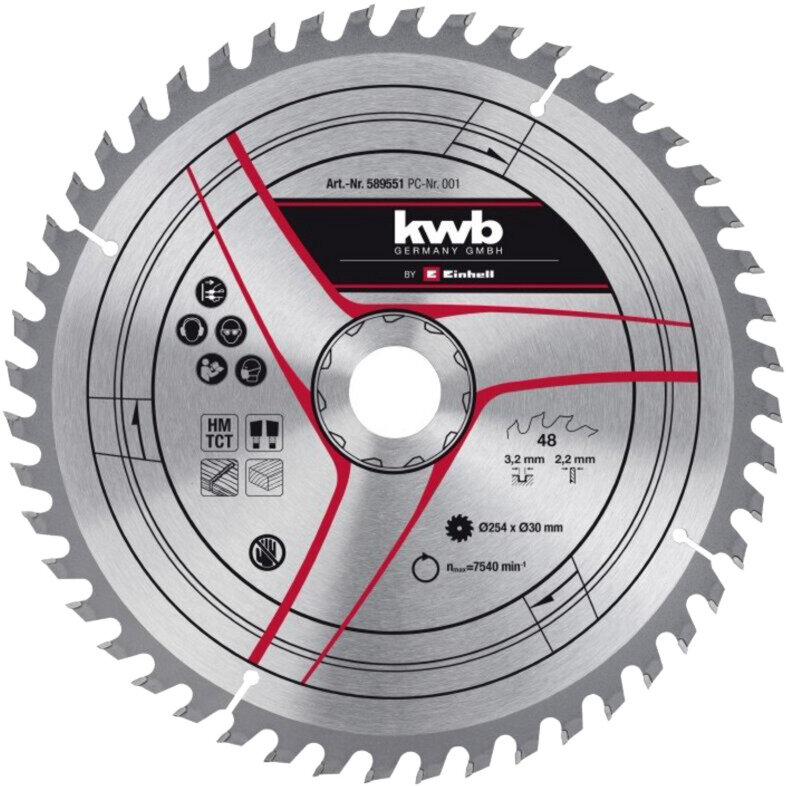 circular saw blade HM, O 254 x 30mm, 3.2mm, 48Z for sliding crosscut and miter saws, table saws