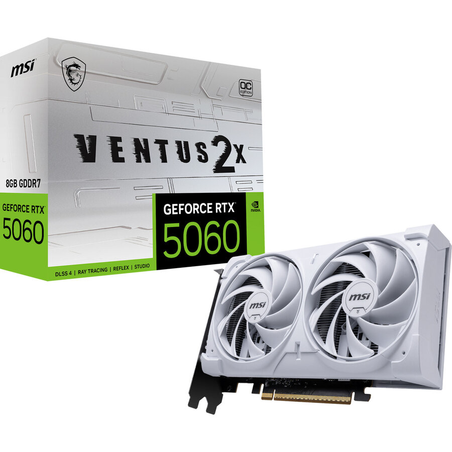 Placa video GeForce RTX 5060 VENTUS 2X OC WHITE 8G, graphics card DLSS 4, 3x DisplayPort, 1x HDMI 2.1