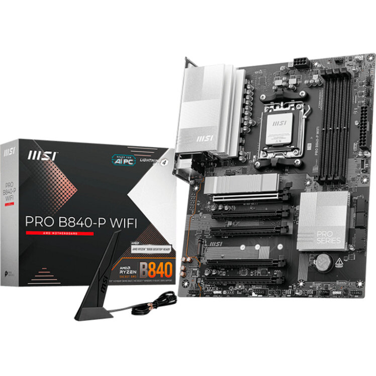 Placa de baza PRO B840M-P WIFI6E - Socket AM5 - motherboard black/silver