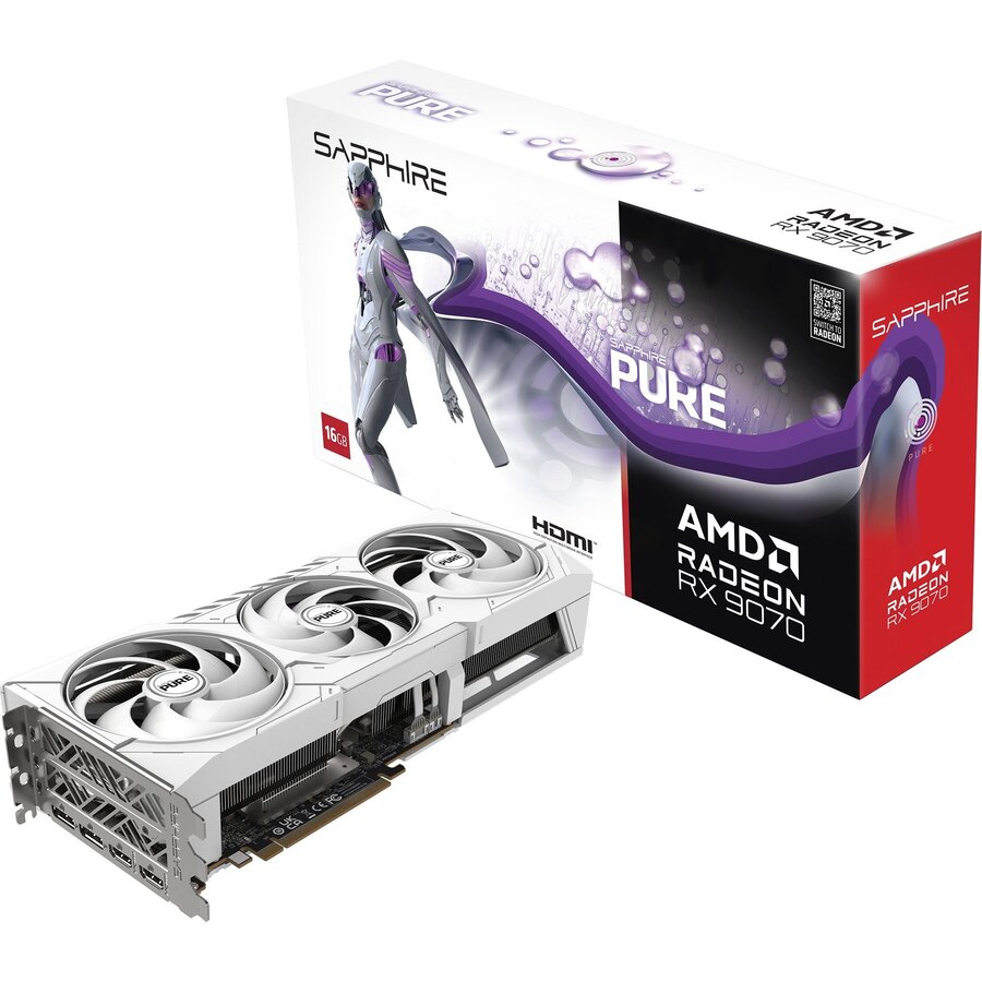 Placa Video PURE AMD Radeon RX 9070 16GB Gaming OC GDDR6 256-bit