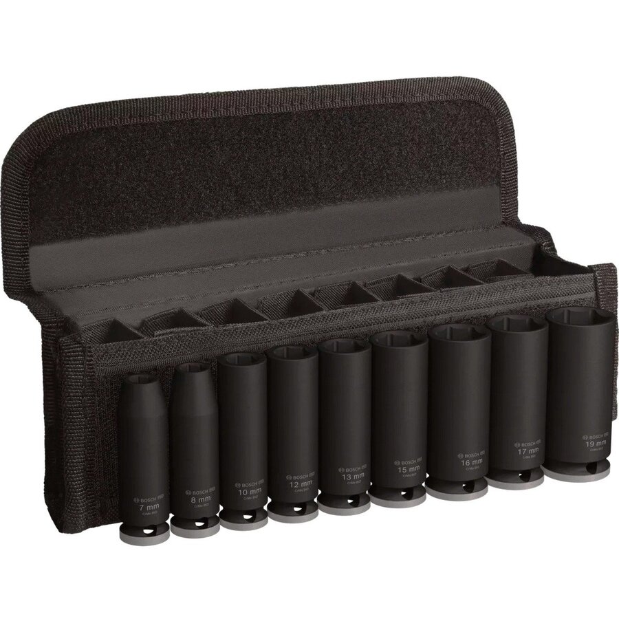 Bosch Professional PRO Impact socket set 3/8, 9-piece black, deep