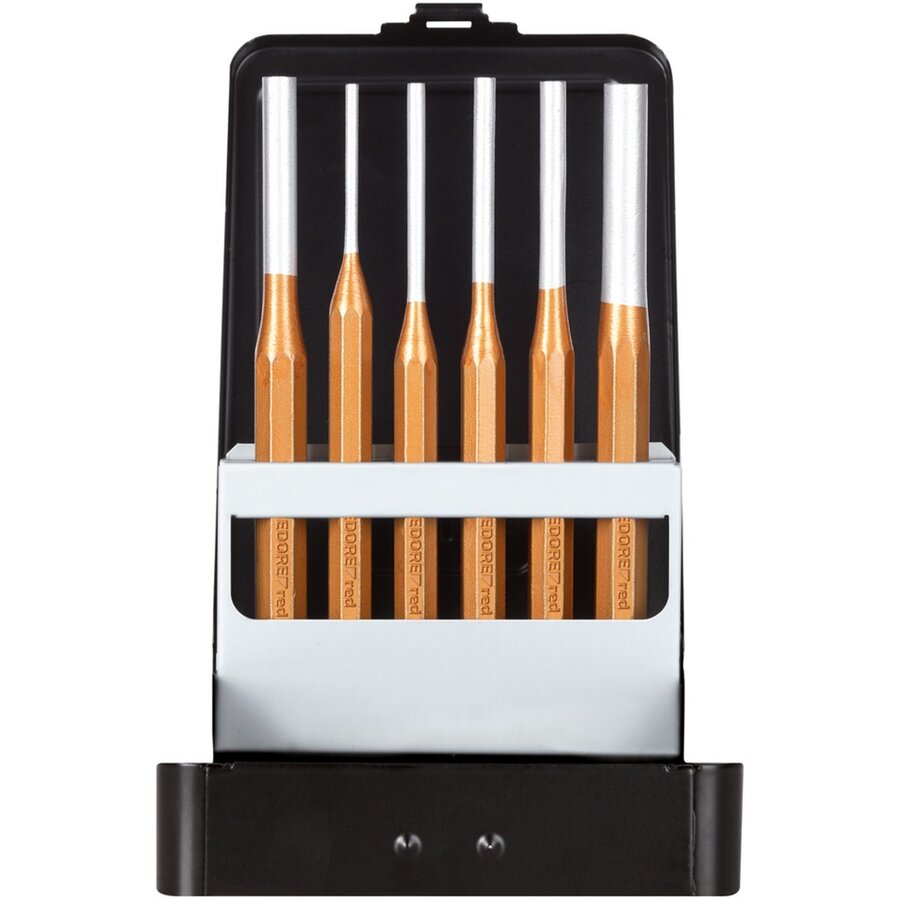 red pin punch set R90200106, 6-piece in metal folding case