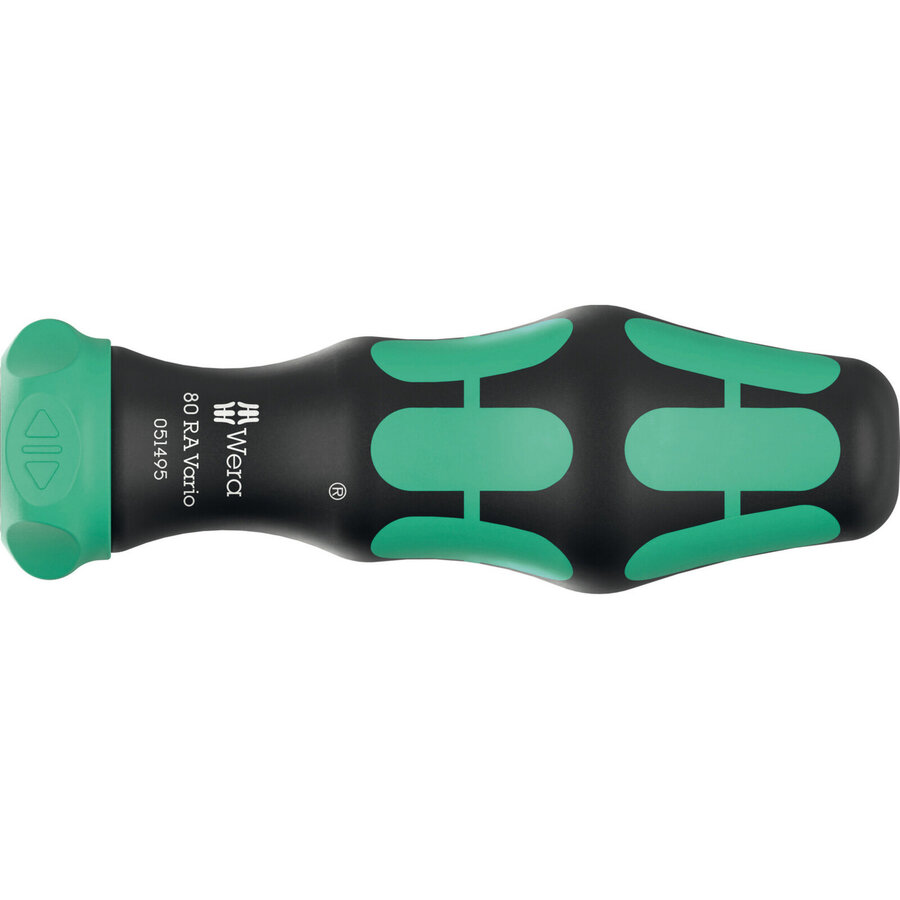 80 RA Vario hand holder with ratchet function, screwdriver black/green, for double blades from the  Vario range