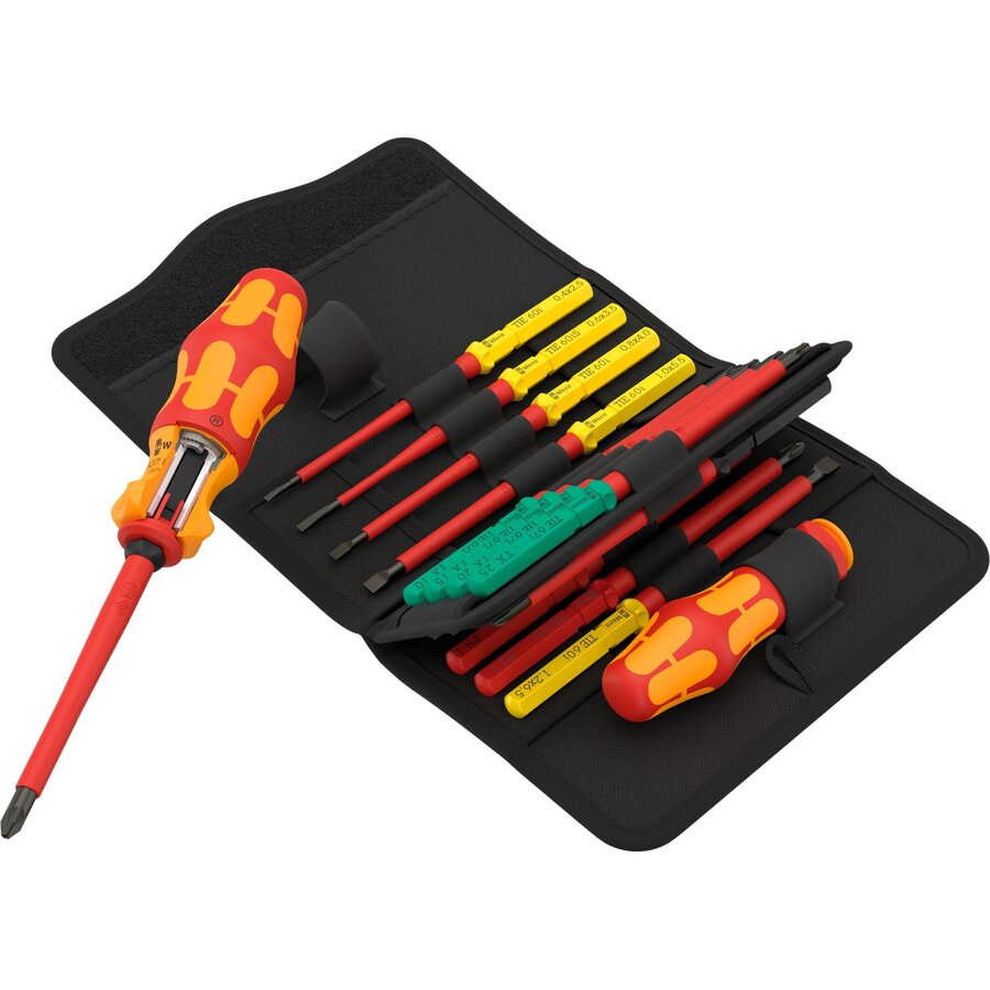 Kraftform Kompakt VDE 17 RA 1, 17-piece, screwdriver red/yellow, including 2 plug-in handles, VDE interchangeable blades