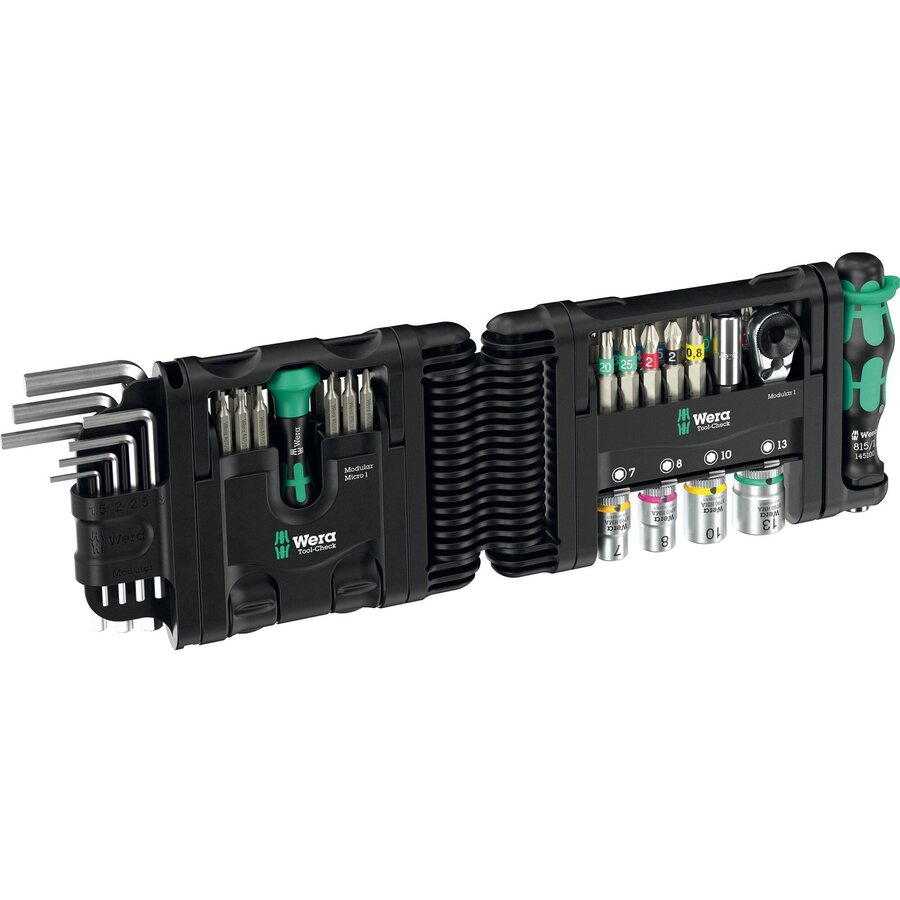 Tool-Check Modular Set 1, with 3 tool modules, bit set black/green, 50 pieces, including 1/4 bit ratchet, L-key