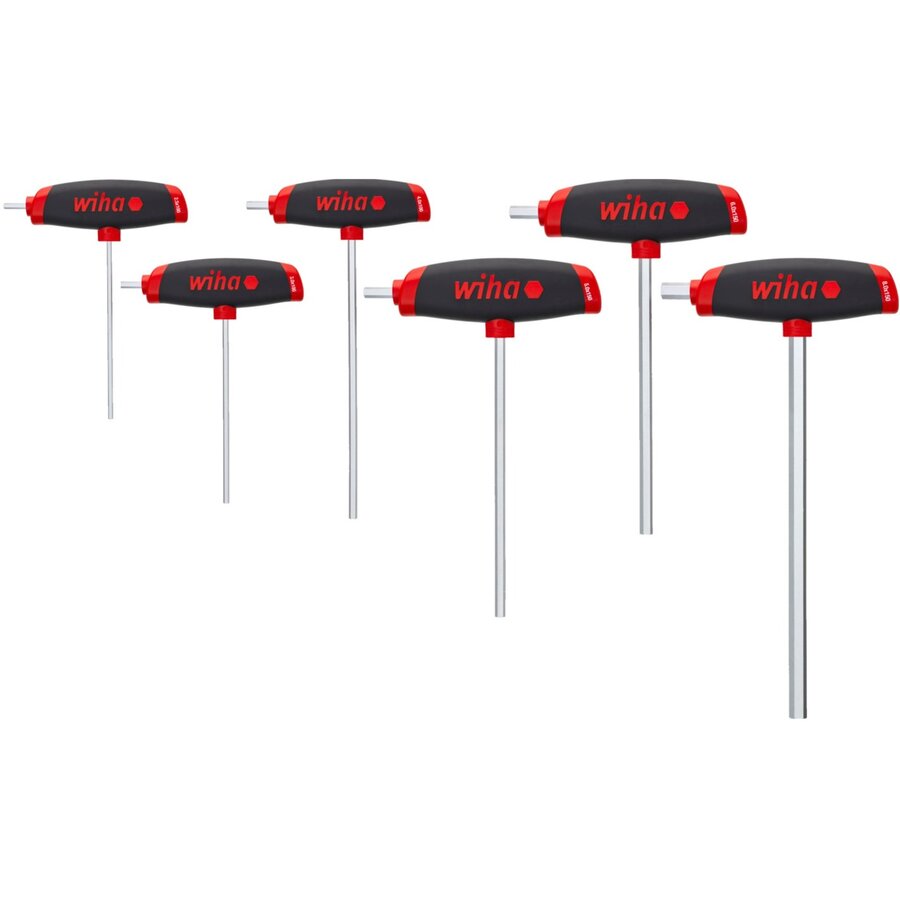 Allen key set Hex, with T-handle ComfortGrip, screwdriver black/red, 6-piece, with side drive