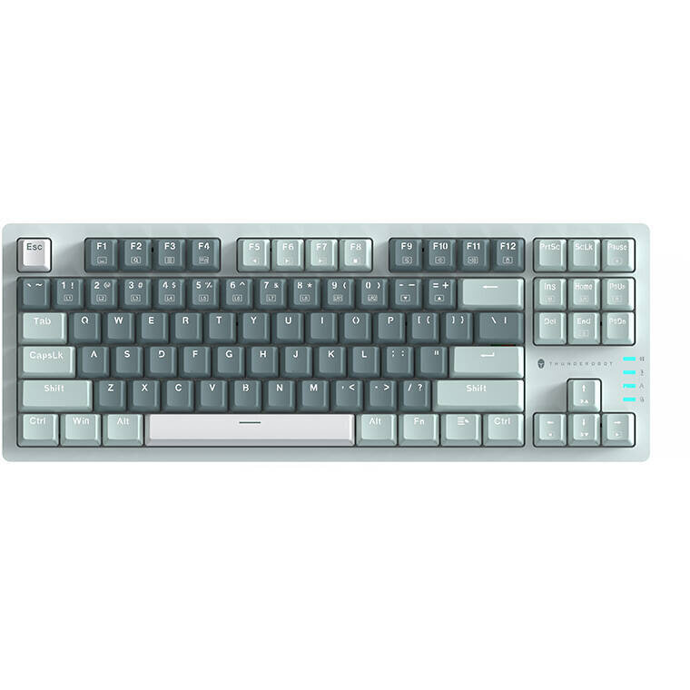 Tastatura mecanica Thunderobot K87, Cu fir, USB, Switch-uri Red, Verde - imagine 2