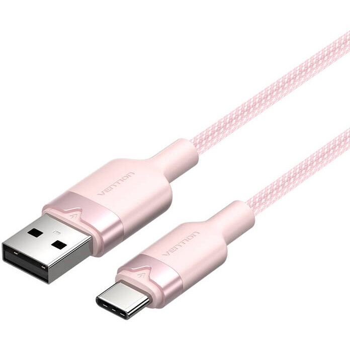 Cablu pentru incarcare si transfer de date Vention CTNPH, USB/USB-C, 3A, 2m, Roz - imagine 2
