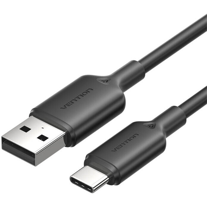 Cablu pentru incarcare si transfer de date Vention CTQBF, USB/USB-C, 3A, 1m, Negru - imagine 2