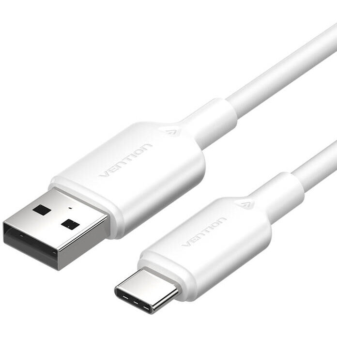 Cablu pentru incarcare si transfer de date Vention CTQWF, USB/USB-C, 3A, 1m, Alb - imagine 2