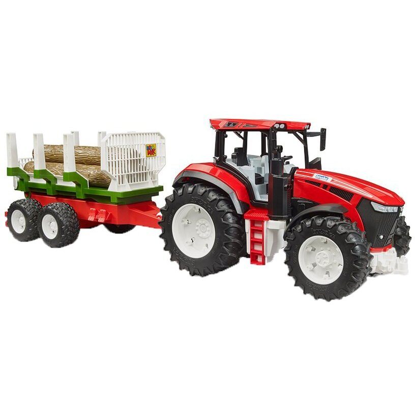Jucarie ROADMAX tractor with trailer and 3 tree trunks, toy vehicle