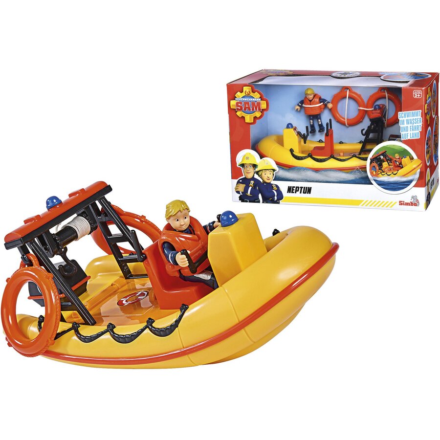 Simba Fireman Sam Neptune Boat with Figure, Toy Vehicle